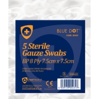 Gauze Swabs 7.5cm x 7.5cm Sterile Pack of 5