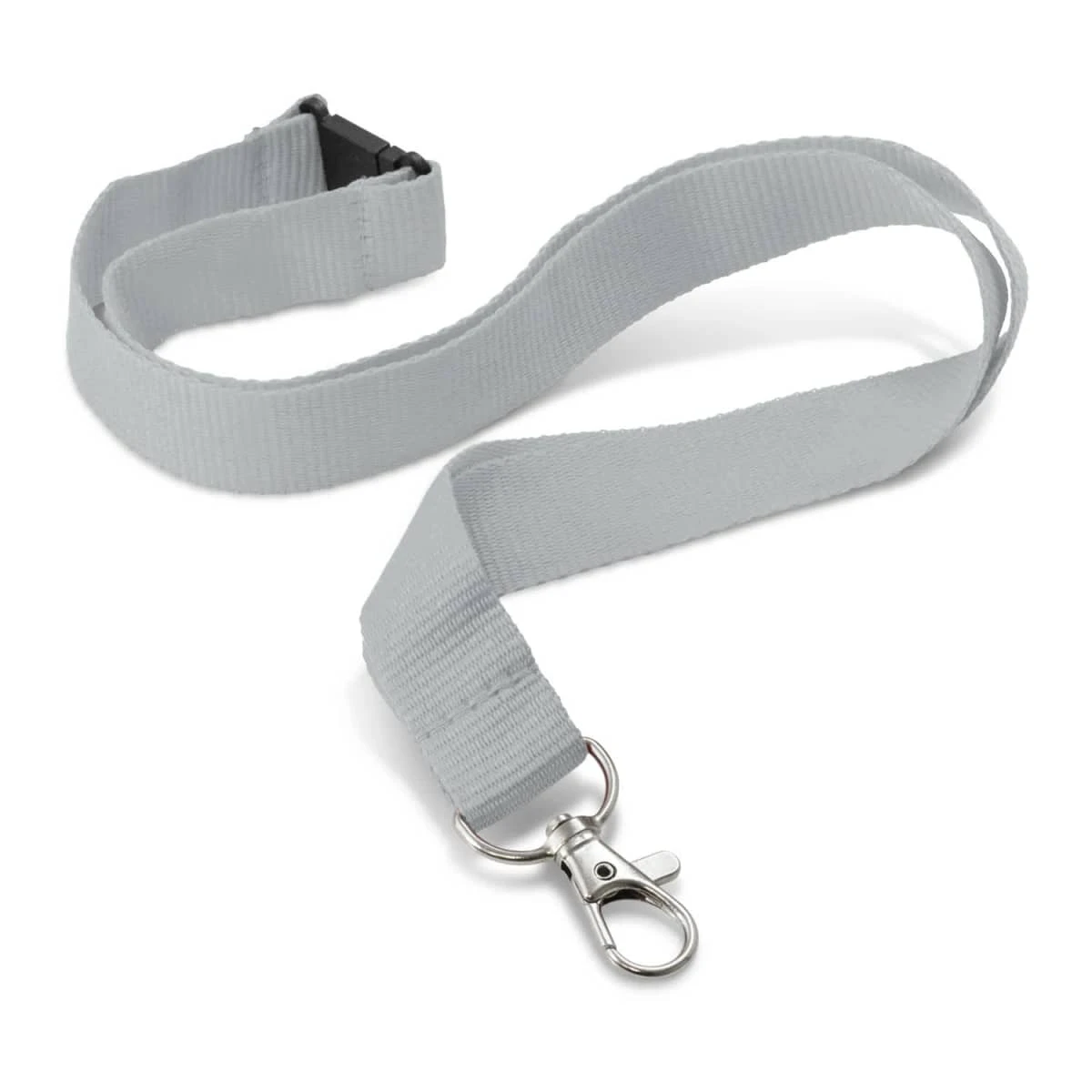 Plain 20mm Lanyard with Hook & Breakaway Clip GREY