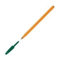 Bic Orange Fine Ballpoint Pens Green Ink Box of 20