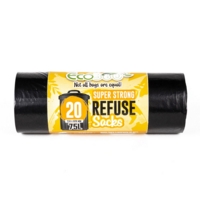 Super Strong Black Refuse Sack. Roll of 20