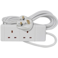 2 Gang Extension Lead 2m White