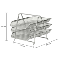 Wiremesh 3-Tier Letter Trays Set Silver