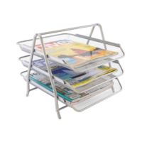 Wiremesh 3-Tier Letter Trays Set Silver