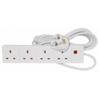 4 Gang Extension Lead 2M White