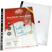 A4 Ringbinder Press Stud Popper Wallet Clear Pack of 5