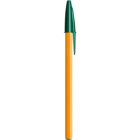 Bic Orange Fine Ballpoint Pens Green Ink Box of 20