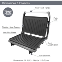 Panini and Toasted Hot Sandwich Grill