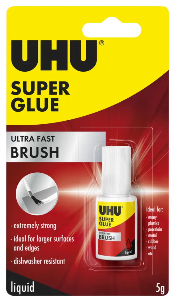 UHU Super Glue with Applicator Brush 5g Bottle