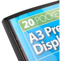 A3 Soft Cover Display 20 pocke Presentation Book Black SINGLE