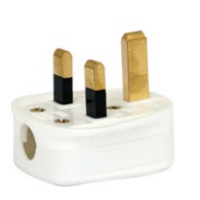 13A 3-Pin White Electrical Plug SINGLE