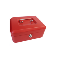 8" Steel Cash Box Red