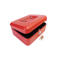 8" Steel Cash Box Red