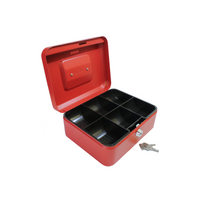 8" Steel Cash Box Red