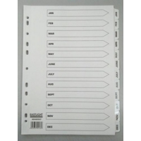 A4 White Month Index Multi-Punched Dividers