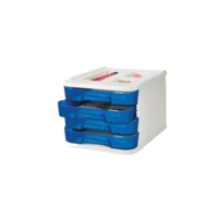 Four Drawer Desk Unit White and Blue