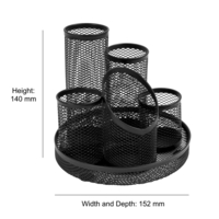 Wiremesh Five Tube Pen Tidy Pot Black