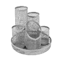 Wiremesh Five Tube Pen Tidy Pot Silver
