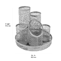 Wiremesh Five Tube Pen Tidy Pot Silver