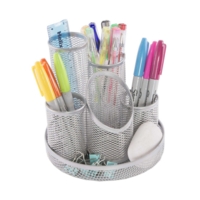 Wiremesh Five Tube Pen Tidy Pot Silver