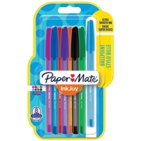 Inkjoy 100 Ball Pen Assorted Coloured Pack of 8 Pens