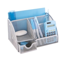Wiremesh Desk Organiser Pen Holder Silver