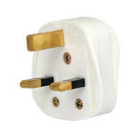 13A 3-Pin White Electrical Plug SINGLE