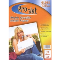 Inkjet A4 Gloss Paper 135gsm Pack of 20