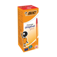 Bic Orange Fine Ballpoint Pens Red Ink Box of 20