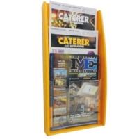 A4 Wall Mounted Brochure 3 Pocket Display Yellow