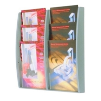 A4 Wall Mounted Brochure 6 Pocket Display Grey