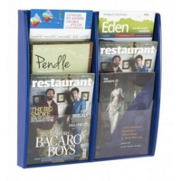 A4 Wall Mounted Brochure 6 Pocket Display Blue