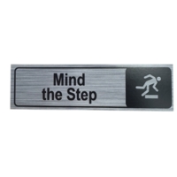 Mind the Step Aluminium Look Rectangular 45mm x 175mm Sign