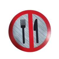 No Eating Aluminium Look 100mm Circle Sign
