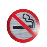 No Smoking Aluminium Look 100mm Circle Sign