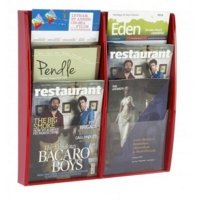 A4 Wall Mounted Brochure 6 Pocket Display Red