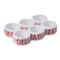 Fragile Tape White Red Pack of 6