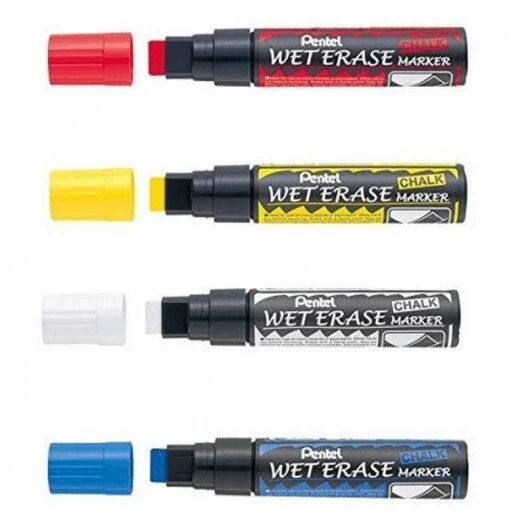 Pentel Chalk Wet Erase Chalk JumboMarker Assorted Pack of 4