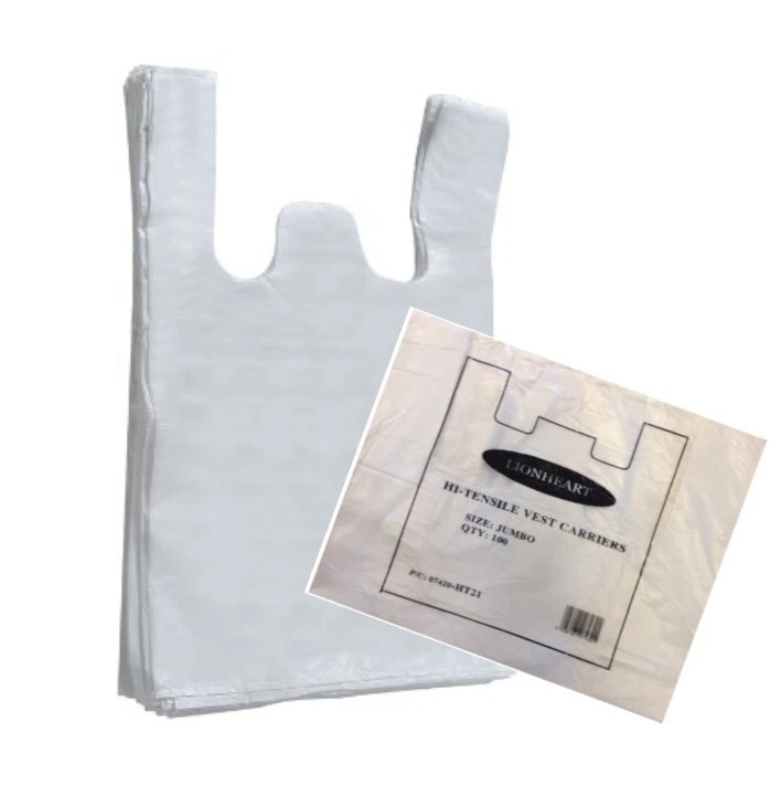 Jumbo Vest Carrier Bags 12 x18 x 24 Box 1000 Lionheart